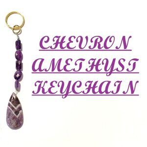 Chevron Amethyst Teardrop Keychain – 6" of Healing Energy